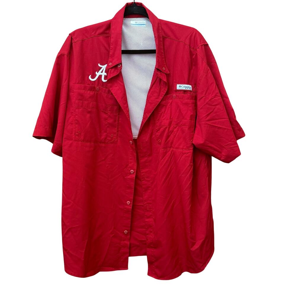 Columbia Alabama Mens Red Button Down Fishing Shirt XL Casual
